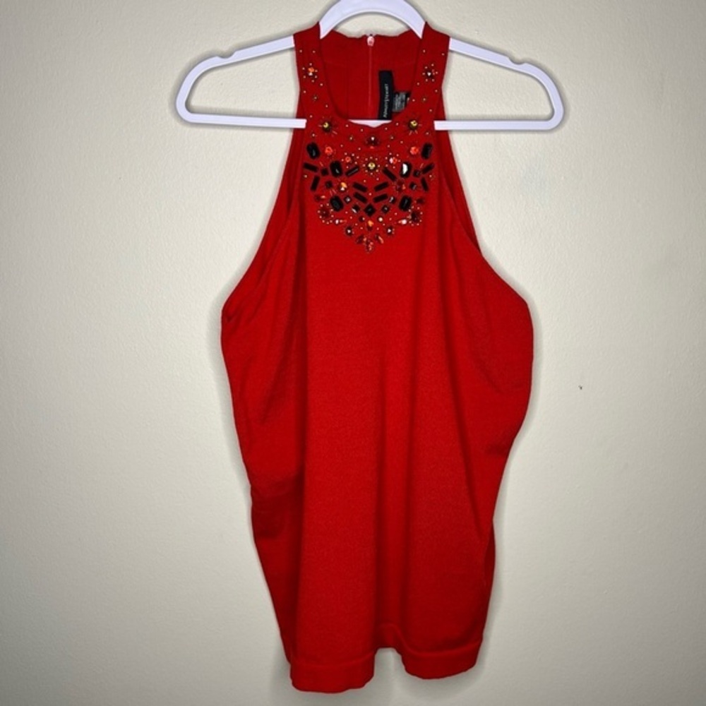 Ashley Stewart Embellished Beaded‎ Sweater Halter Sexy Eclectic